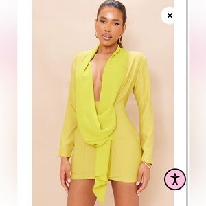 olive chiffon drape detail long sleeve bodycon dress Olive Drape Detail Chiffon Mini Dress